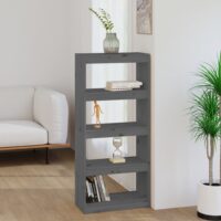 Bogreol/Rumdeler Massivt Fyrretræ – Grå / 135.5 cm