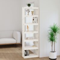 Bogreol/Rumdeler Massivt Fyrretræ – Hvid / 199.5 cm