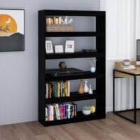 Bogreol/Rumdeler 40X30X135,5 Cm Massivt Fyrretræ Sort - 100 cm / 167.5 cm
