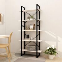 Bogreol 5 Hylder Massivt Fyrretræ – 80 cm / Hvid