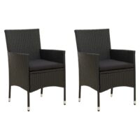 Havestole Med Hynder Polyrattan – 2 / Sort