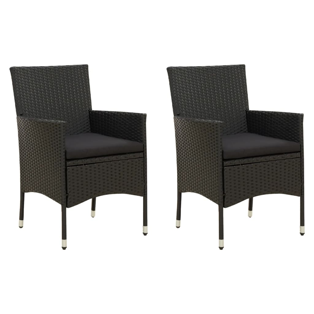 Havestole Med Hynder Polyrattan - 2 / Sort