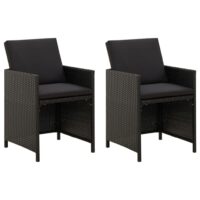Havestole Med Hynder Polyrattan – Sort