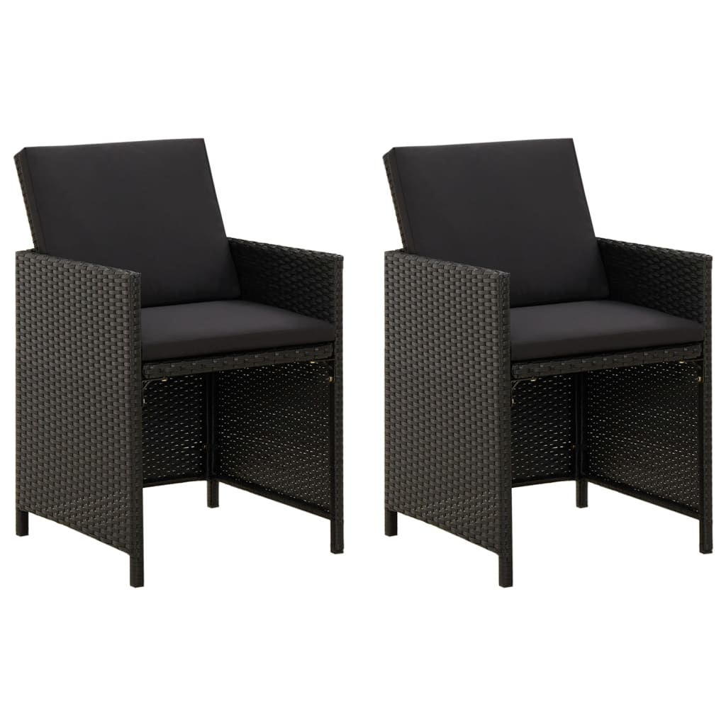 Havestole Med Hynder Polyrattan - Sort