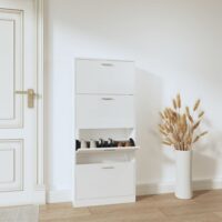 Skoskab Med 5 Rum Træ – Hvid højglans / 150 cm