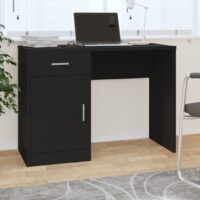 Skrivebord Med Skuffe Og Skab 100x40x73 Cm - Sort