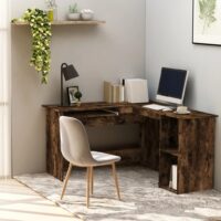 L-Formet Skrivebord 120x140x75 Cm Konstrueret Træ - Røget Eg