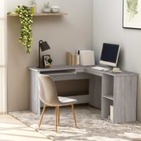 L-Formet Skrivebord 120x140x75 Cm Konstrueret Træ – Grå Sonoma-eg