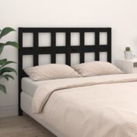 Sengegavl Massivt Fyrretræ – Sort / 145.5 x 100 cm