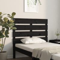 Sengegavl 90X3X80 Cm Massivt Fyrretræ – Sort / 75 x 80 cm
