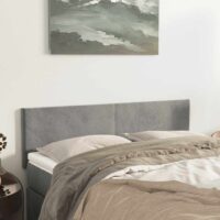 Sengegavl Fløjl - Lysegrå / 144 Cm / Lav