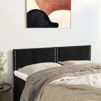 Sengegavl Fløjl – Sort / 144 Cm / Lav