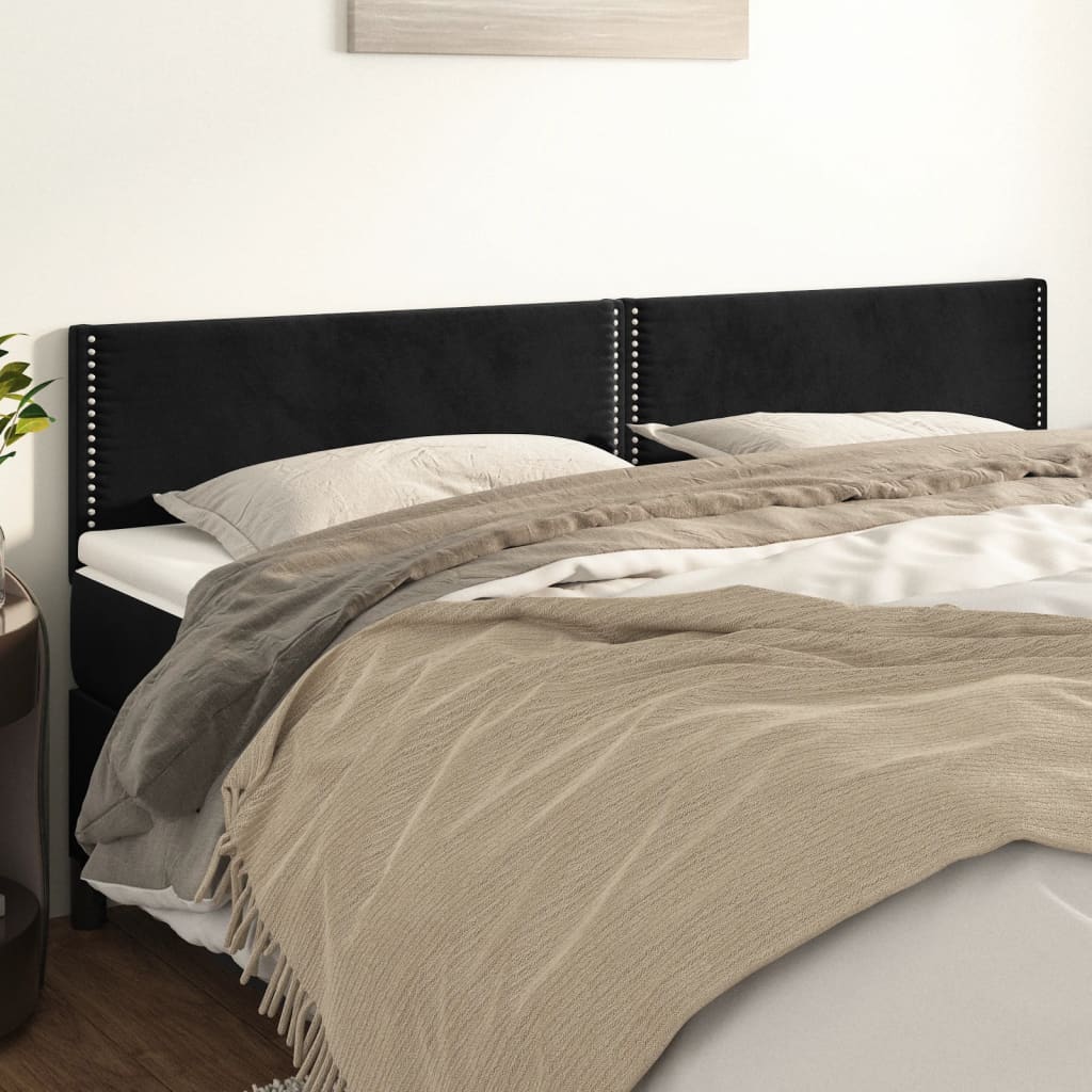 Sengegavl Fløjl - Sort / 180 Cm / Lav