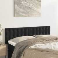 Sengegavl Fløjl – Sort / 144 Cm / Lav