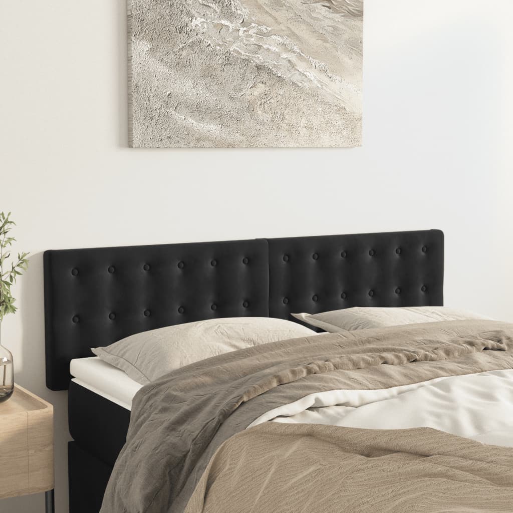 Sengegavl Fløjl - Sort / 144 Cm / Lav