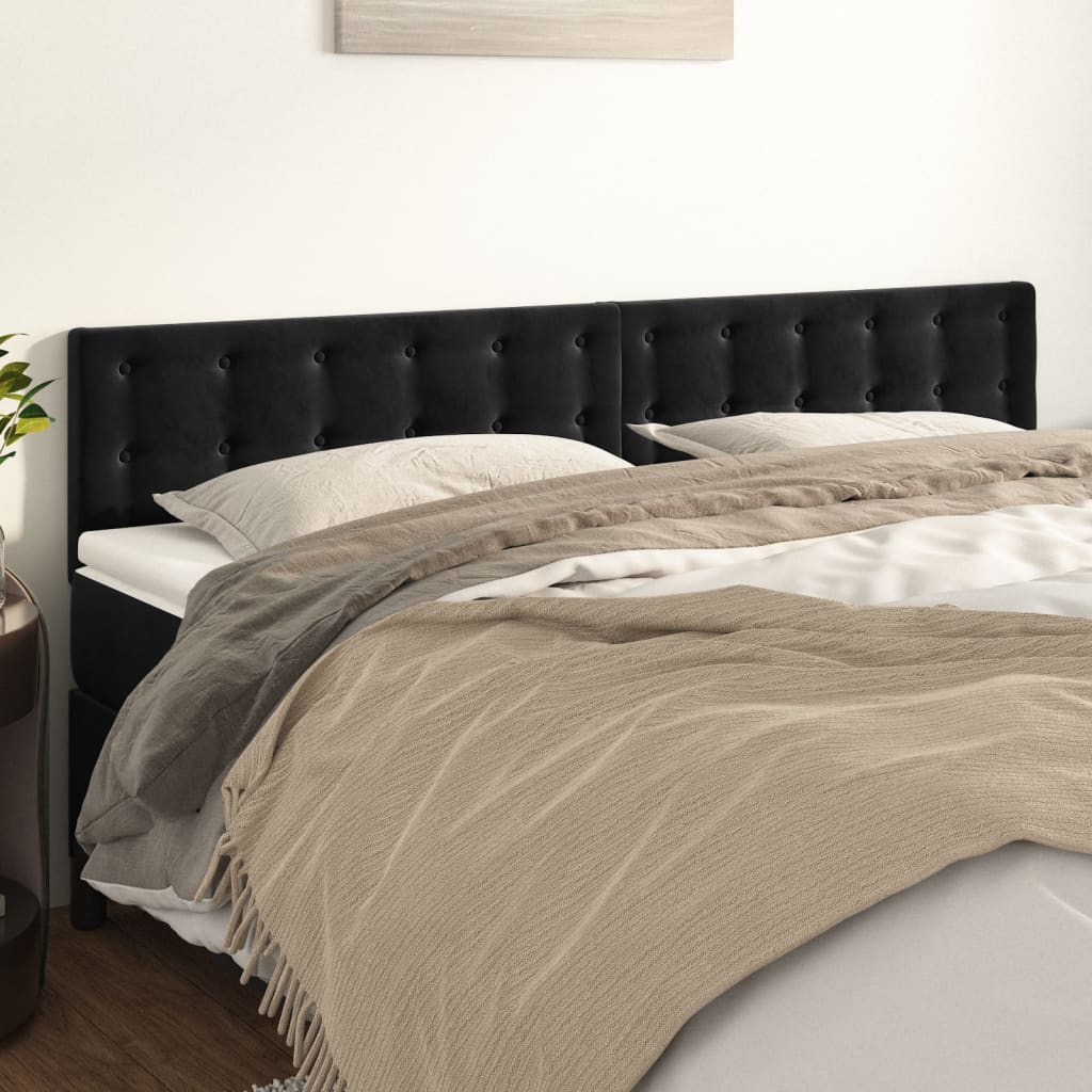 Sengegavl Fløjl - Sort / 180 Cm / Lav