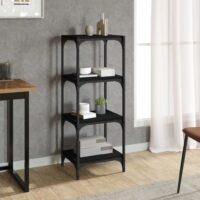 Bogreol Konstrueret Træ Og Stål – Sort / 100 Cm / 40 Cm