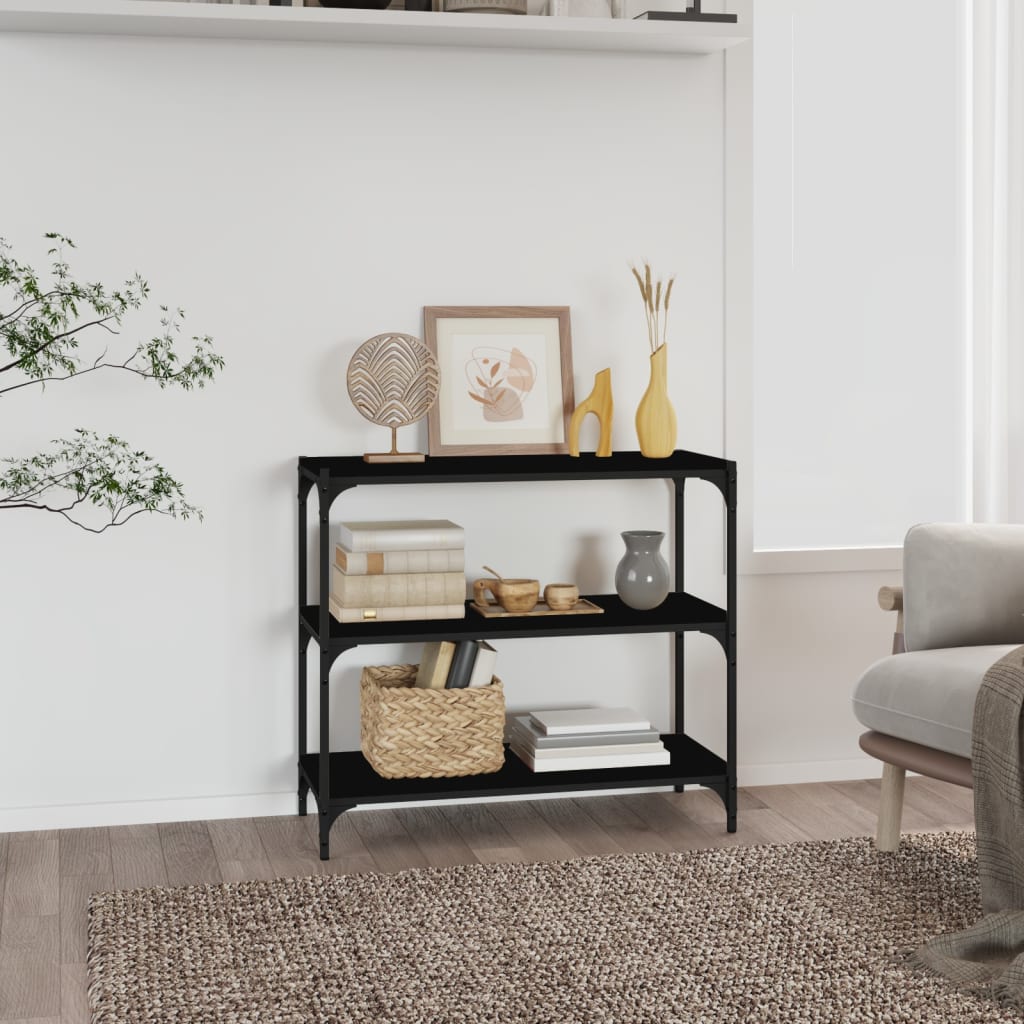 Bogreol Konstrueret Træ Og Stål - Sort / 70.5 Cm / 80 Cm
