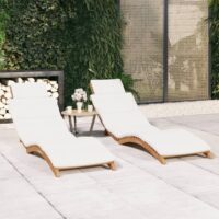 Foldbar Liggestol Med Hynde Massivt Teaktræ – 2 / Hvid