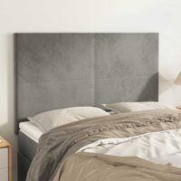Sengegavl Fløjl – Lysegrå / 144 Cm / Høj