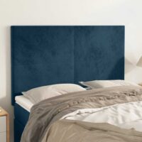 Sengegavl Fløjl – Mørkeblå / 144 Cm / Høj