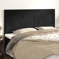 Sengegavl Fløjl – Sort / 180 Cm / Høj