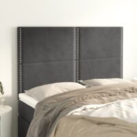 Sengegavl Fløjl – Mørkegrå / 144 Cm / Høj