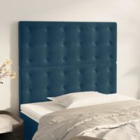 Sengegavl Fløjl – Mørkeblå / 90 Cm / Høj