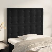 Sengegavl Fløjl – Sort / 100 Cm / Høj