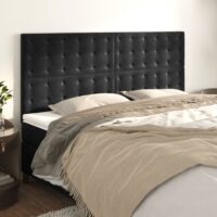 Sengegavl Fløjl – Sort / 160 Cm / Høj