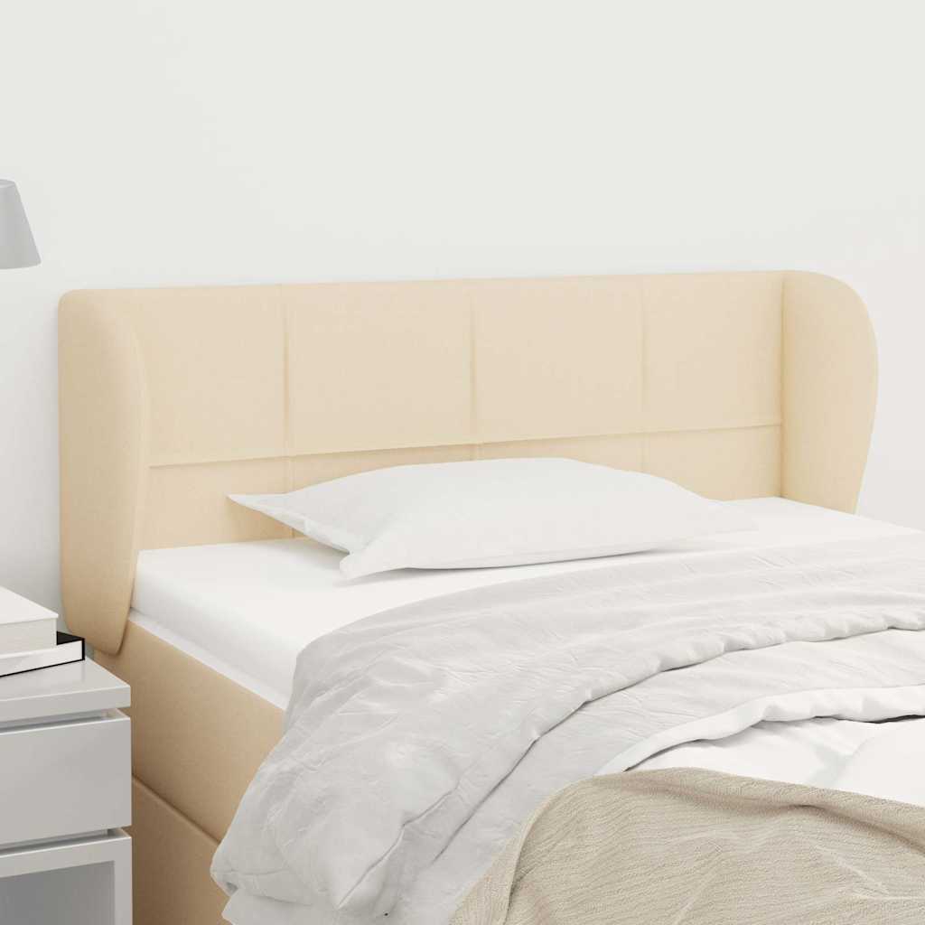Sengegavl Med Kanter Stof - Creme / 93 X 23 x 78/88 cm