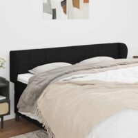 Sengegavl Med Kanter Stof – Sort / 163 X 23 x 78/88 cm