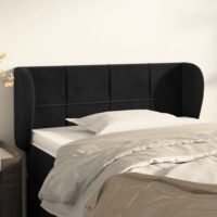 Sengegavl Med Kanter Fløjl – Sort / 83 x 23 x 78/88 cm