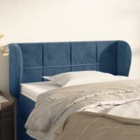 Sengegavl Med Kanter Fløjl – Mørkeblå / 83 x 23 x 78/88 cm