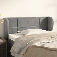 Sengegavl Med Kanter Fløjl – Lysegrå / 93 x 23 x 78/88 cm