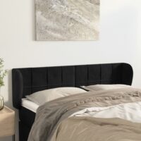 Sengegavl Med Kanter Fløjl – Sort / 147 x 23 x 78/88 cm