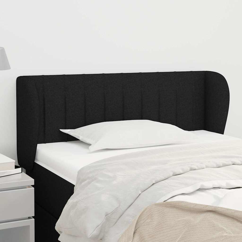 Sengegavl Med Kanter Stof - Sort / 83 X 23 x 78/88 cm