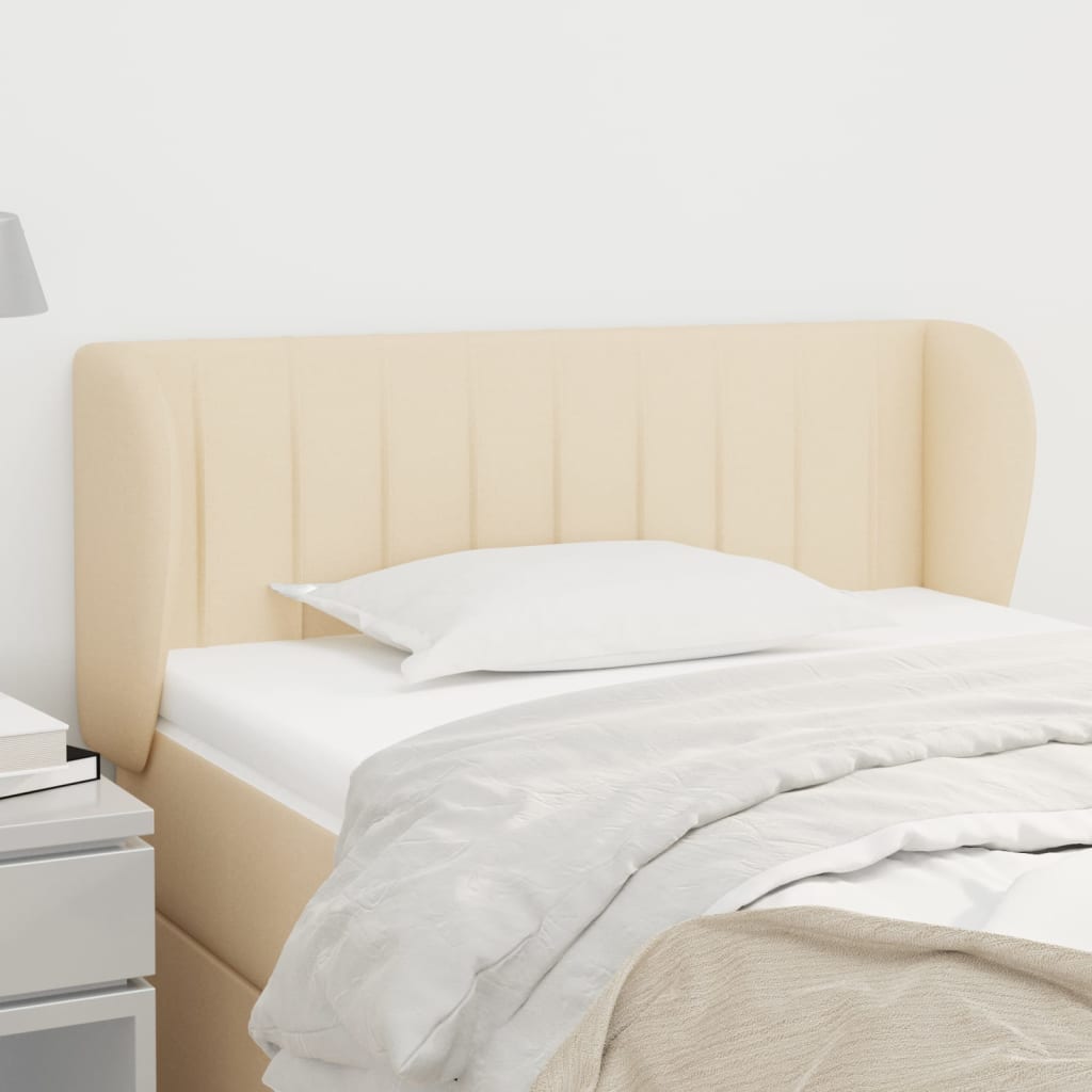 Sengegavl Med Kanter Stof - Creme / 83 X 23 x 78/88 cm