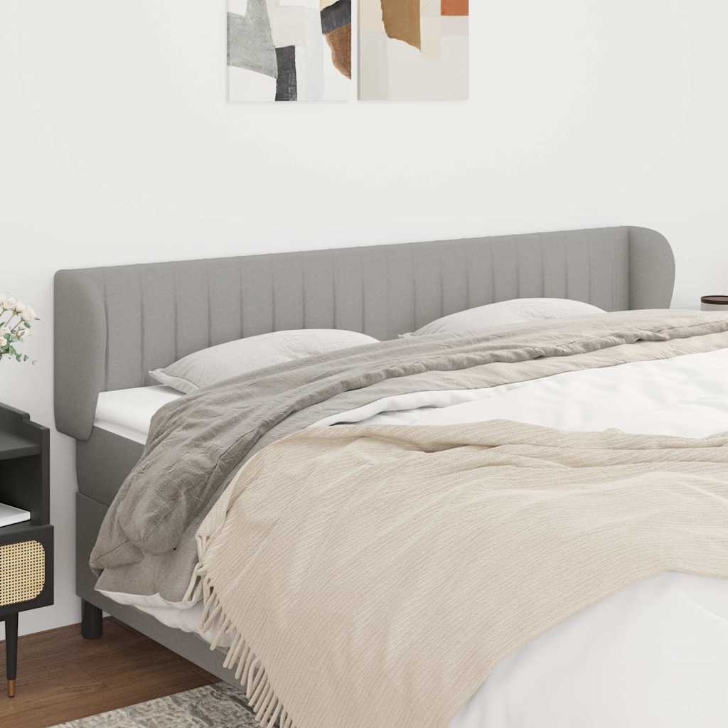 Sengegavl Med Kanter Stof - Lysegrå / 183 X 23 x 78/88 cm