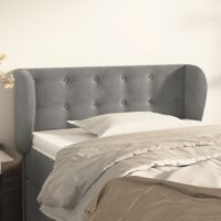 Sengegavl Med Kanter Fløjl – Lysegrå / 83 x 23 x 78/88 cm