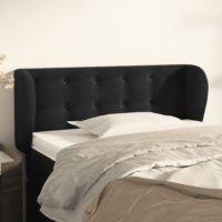 Sengegavl Med Kanter Fløjl – Sort / 83 x 23 x 78/88 cm
