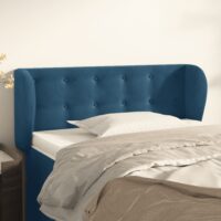 Sengegavl Med Kanter Fløjl – Mørkeblå / 83 x 23 x 78/88 cm