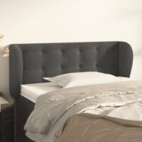 Sengegavl Med Kanter Fløjl – Mørkegrå / 93 x 23 x 78/88 cm