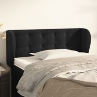 Sengegavl Med Kanter Fløjl – Sort / 103 x 23 x 78/88 cm