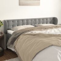 Sengegavl Med Kanter Fløjl – Lysegrå / 163 x 23 x 78/88 cm