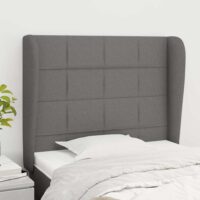 Sengegavl Med Kanter Stof – Mørkegrå / 83 X 23 x 118/128 cm