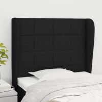 Sengegavl Med Kanter Stof – Sort / 83 X 23 x 118/128 cm