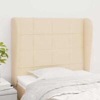 Sengegavl Med Kanter Stof – Creme / 83 X 23 x 118/128 cm