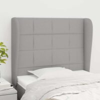 Sengegavl Med Kanter Stof – Lysegrå / 93 X 23 x 118/128 cm