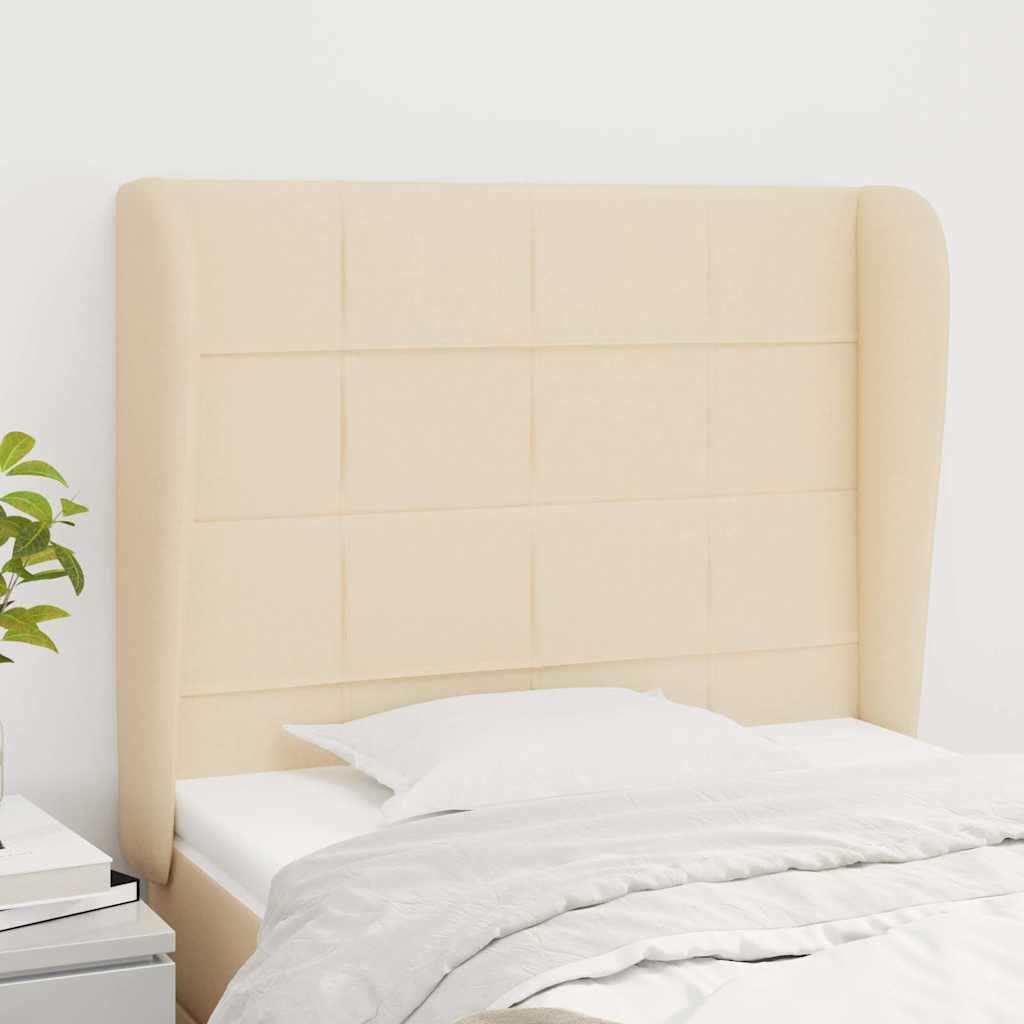 Sengegavl Med Kanter Stof - Creme / 103 X 23 x 118/128 cm